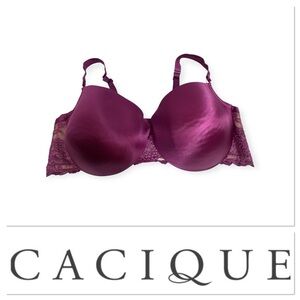 🆕 Cacique purple satin and lace bra size 44DD